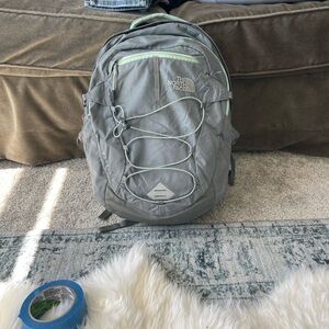 The North Face Borealis Gray Backpack with Mint Trim and Front Bungee